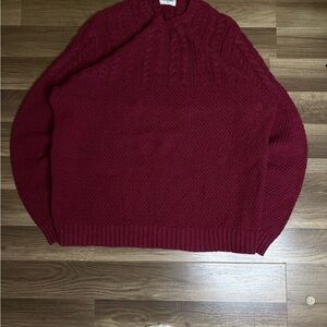 Goodfellow & Co Cable-Knit Burgundy Sweater Crew Neck Long Sleeve Mens XL